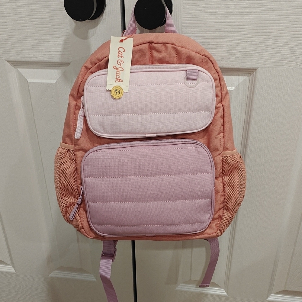 Cat & Jack Pink and Peach Kids Backpack - Picture 3 of 4